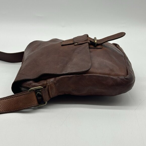Harbour 2nd Anchor Soft Brown Leather Flap Boho Crossbody Messenger Bag Purse - Picture 4 of 12